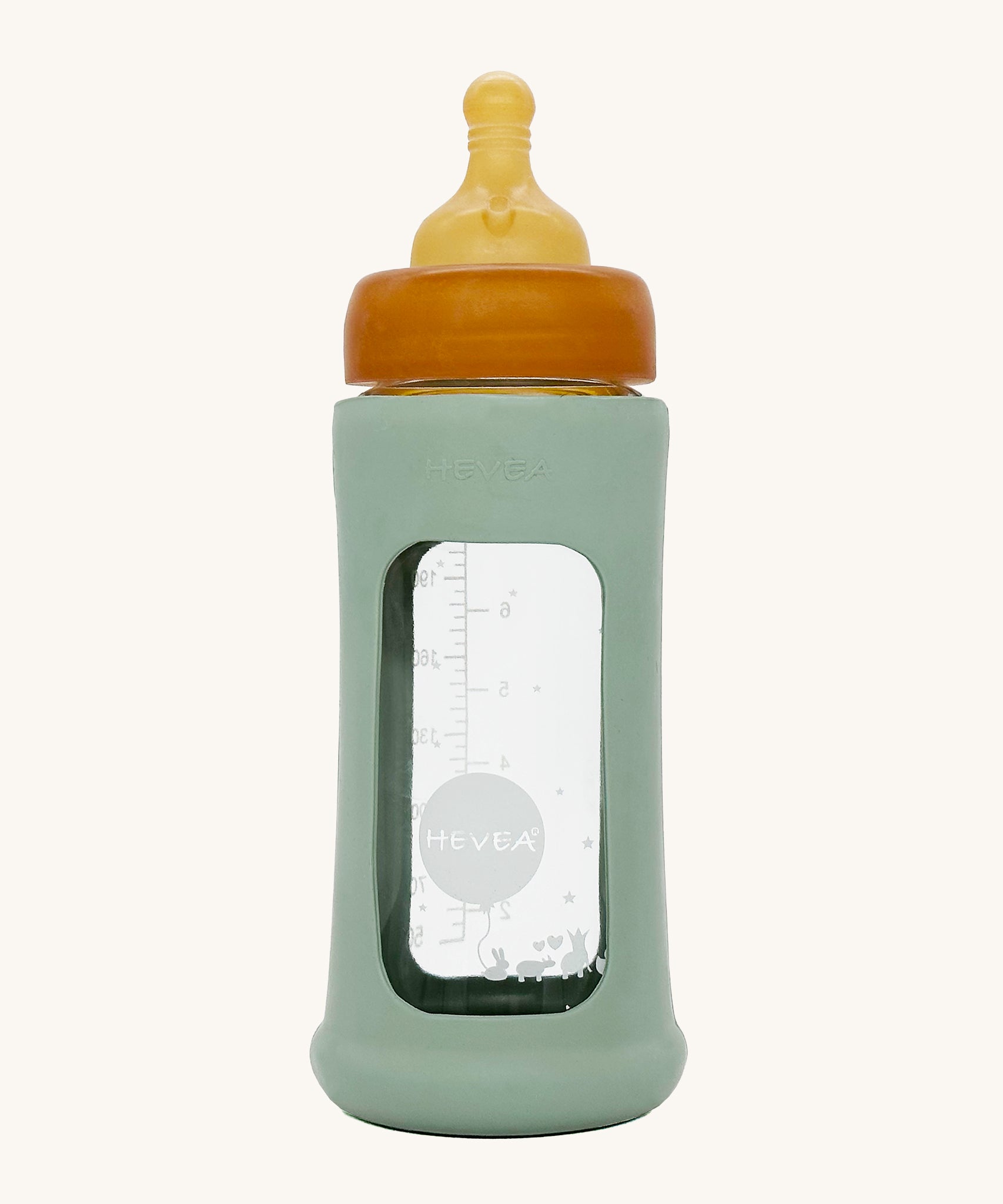 Hevea Glass Bottle Wide Neck With Rubber Sleeve - 250ml in Seafoam Blue. 