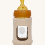 Hevea Wide Neck Glass Baby Bottle With Rubber Sleeve - 150ml