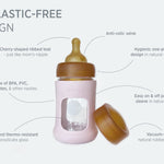 Hevea Wide Neck Glass Baby Bottle With Rubber Sleeve - 150ml