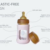 Hevea Wide Neck Glass Baby Bottle With Rubber Sleeve - 150ml