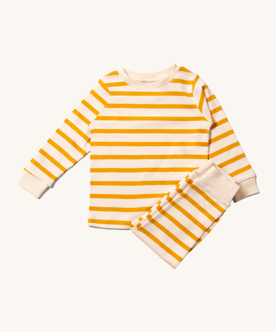 Little Green Radicals Everyday Outfit Set - Stripes Forever Gold. A soft and comfy gold and cream stripe outfit