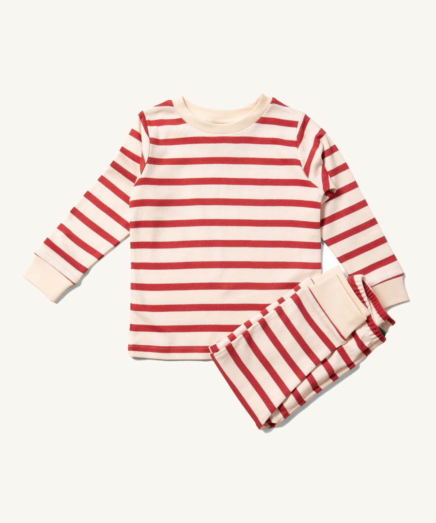 Little Green Radicals Everyday Outfit Set - Stripes Forever Red in a classic cream and red stripe