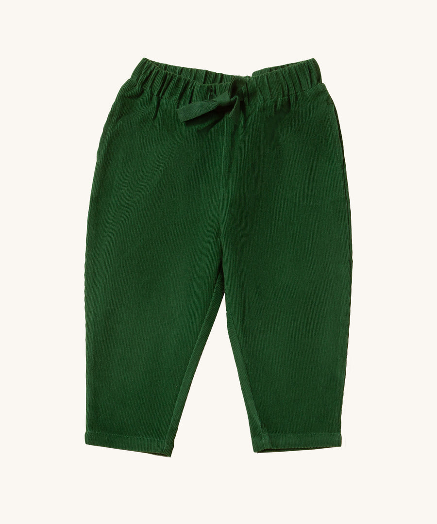 LGR Corduroy Comfy Trousers - Vintage Green, with a waistband tie and elasticated waist