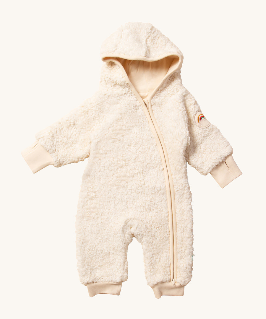 LGR Sherpa Hooded Snug As A Bug Suit. A cosy fleece snowsuit made to wear as an all-in-one over clothes, with a full zip from ankle to chin