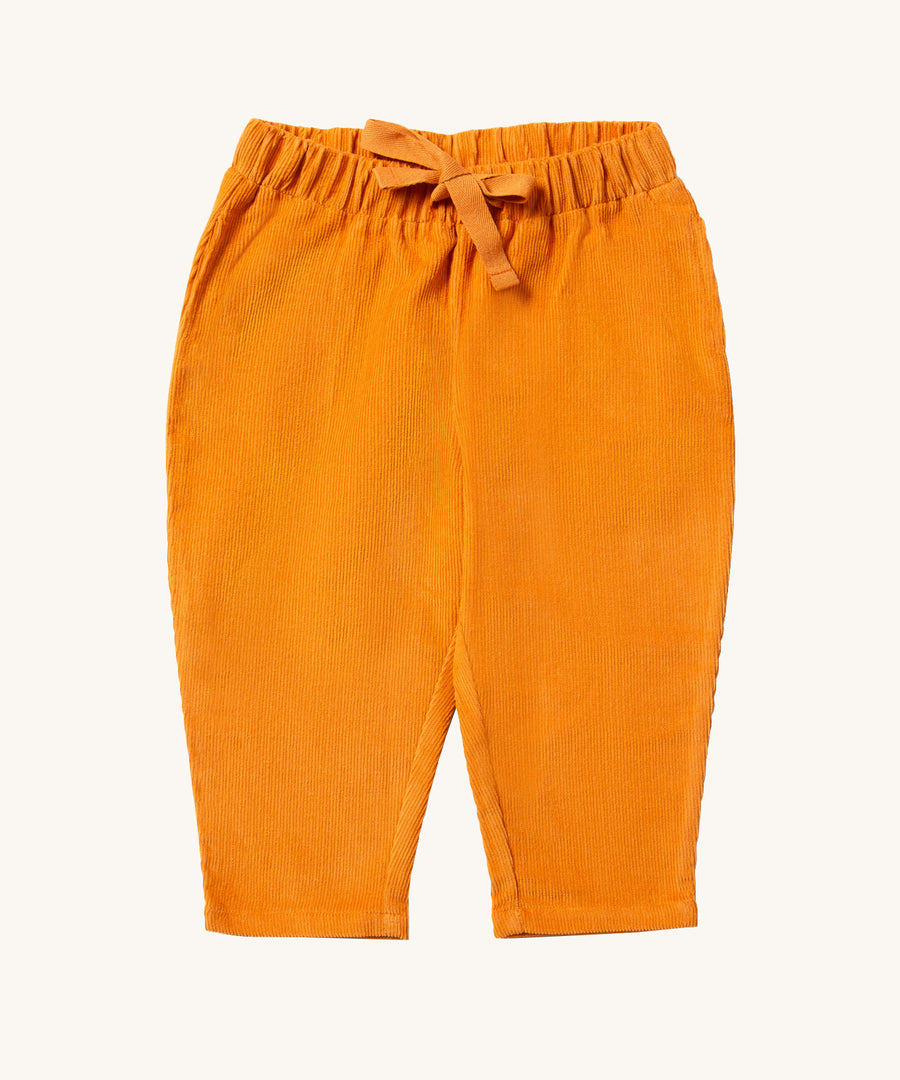 LGR Corduroy Comfy Trousers - Golden Ochre, with a waistband tie and elasticated waist