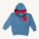 Little Green Radicals Horizon Blue Organic Quarter Zip Hoodie