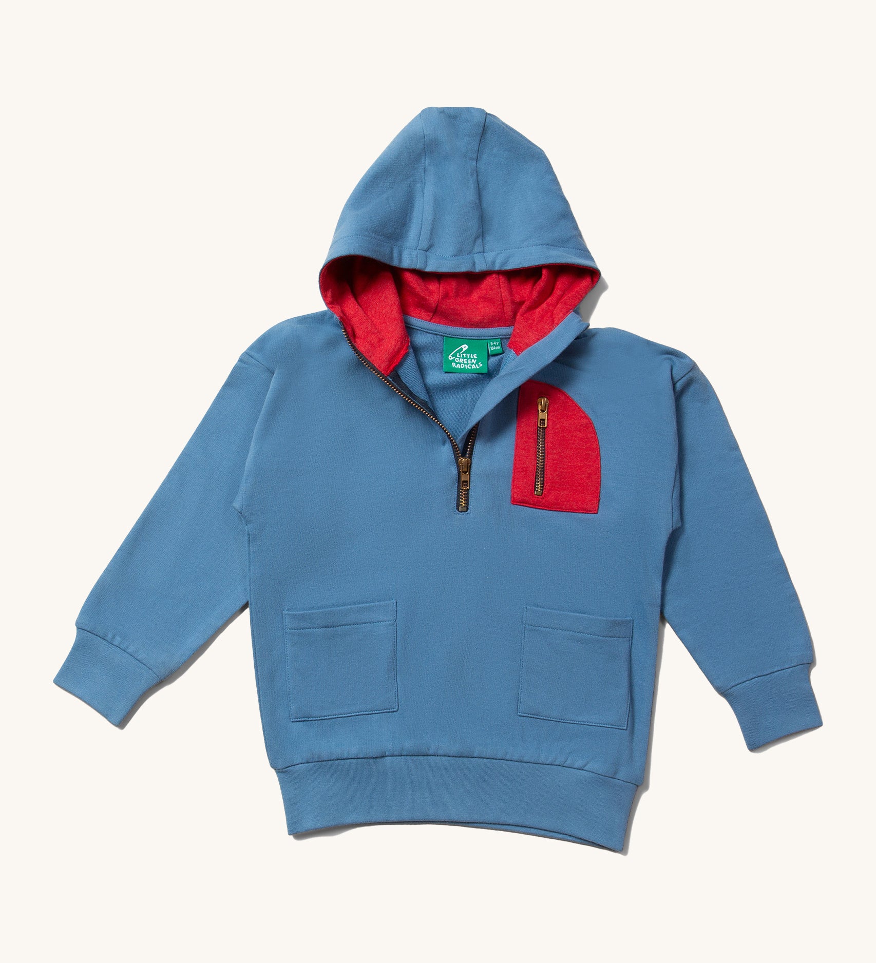 Little Green Radicals Horizon Blue Organic Quarter Zip Hoodie