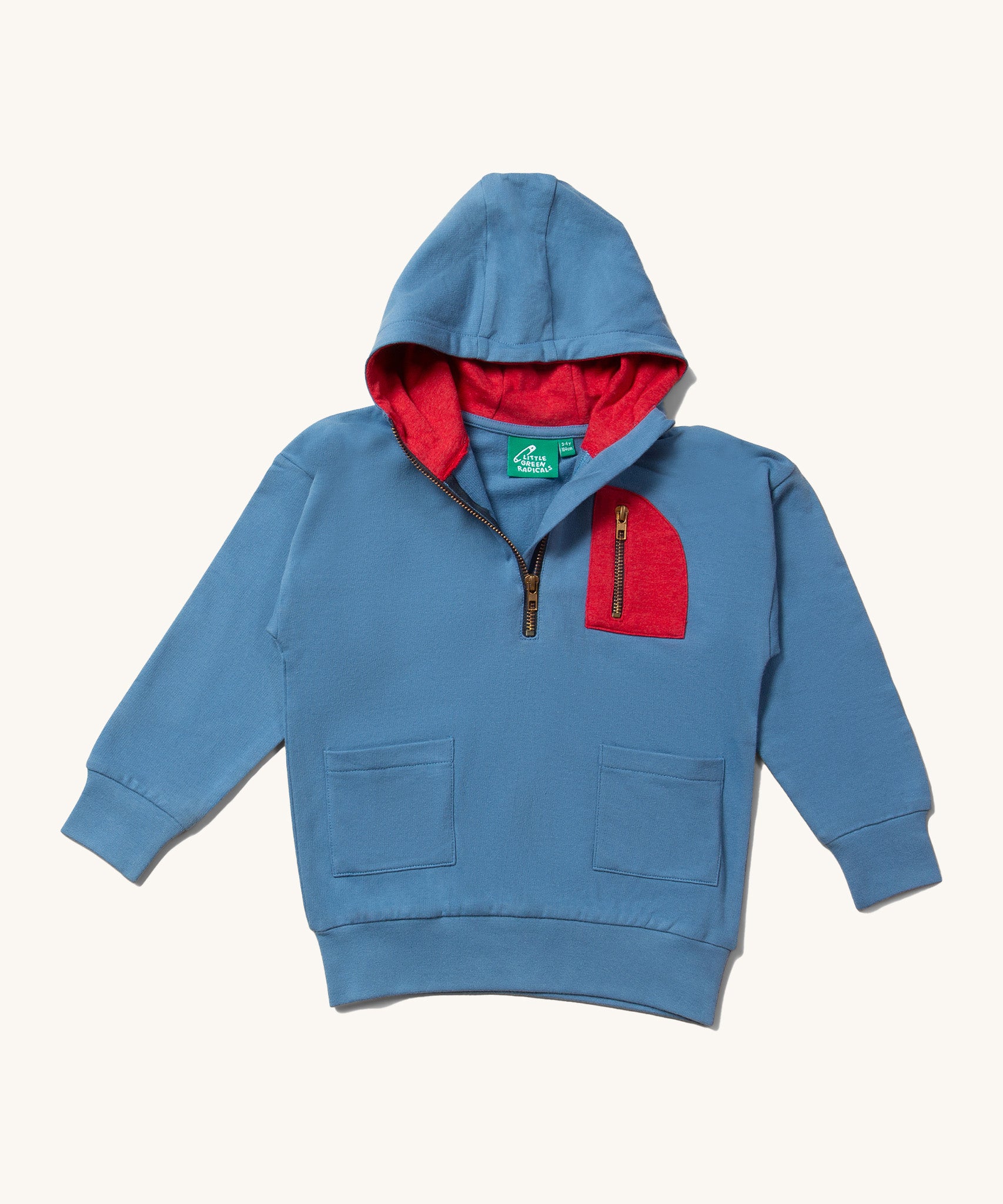 Little Green Radicals Horizon Blue Organic Quarter Zip Hoodie