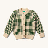 Little Green Radicals From One To Another Olive Green Striped Knitted Child's Organic Cotton Cardigan 