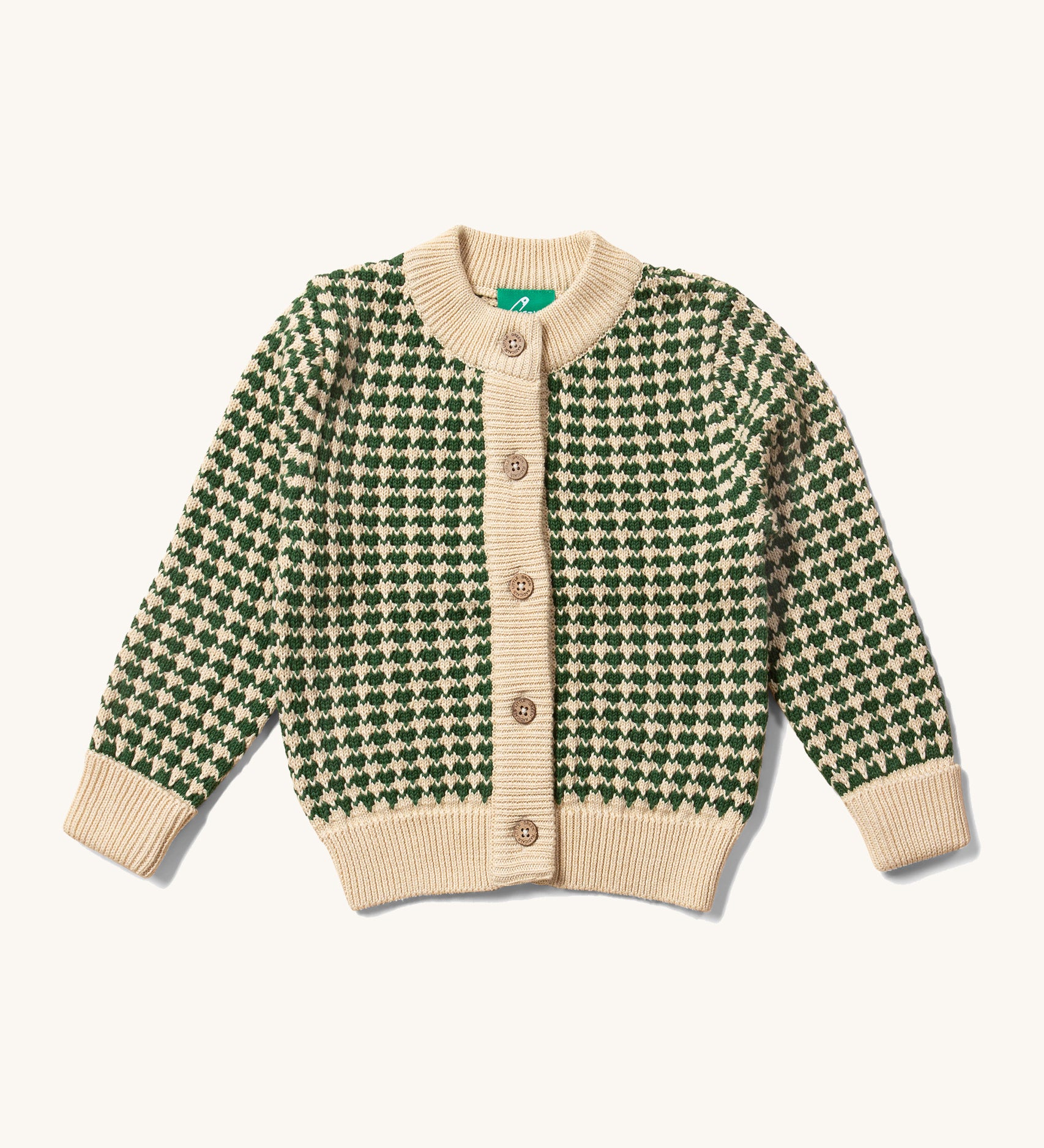 Little Green Radicals From One To Another Olive Green Striped Knitted Child's Organic Cotton Cardigan 