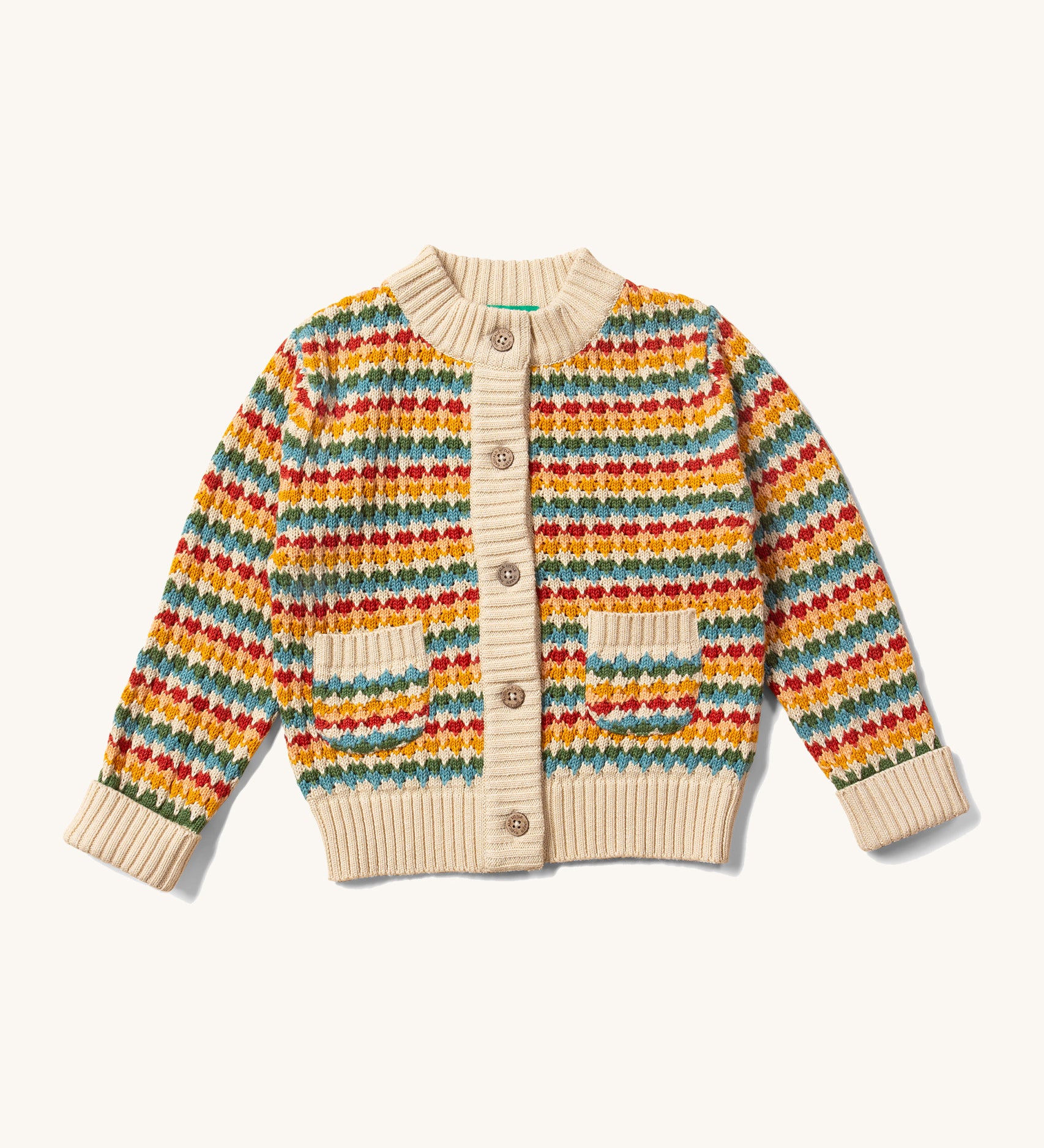 Little Green Radicals From One To Another Rainbow Days Organic Cotton Knitted Cardigan