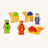 The Three Kings and Camel wooden figures from the Lanka Kade Deluxe Nativity Set