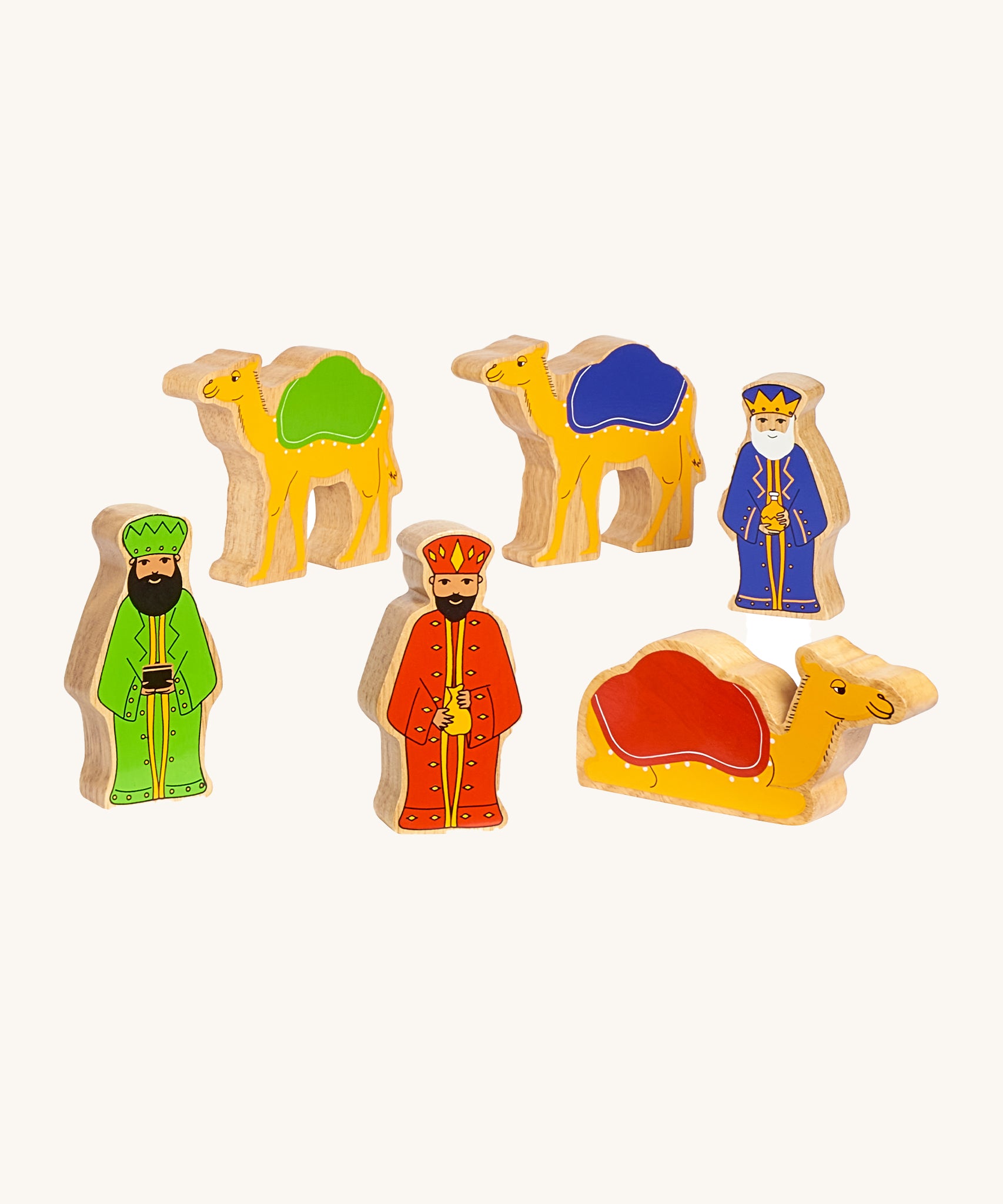 The Three Kings and Camel wooden figures from the Lanka Kade Deluxe Nativity Set