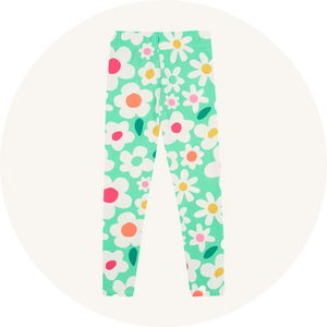 Frugi floral leggings on cream background to represent children's tights and leggings at Babipur.