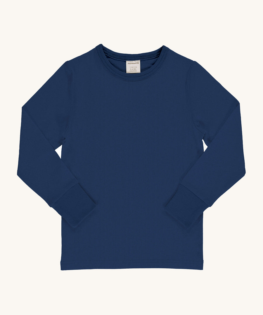 Maxomorra Organic Cotton Solid Navy Long Sleeve Top