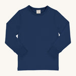 Maxomorra Solid Navy Long Sleeve Top