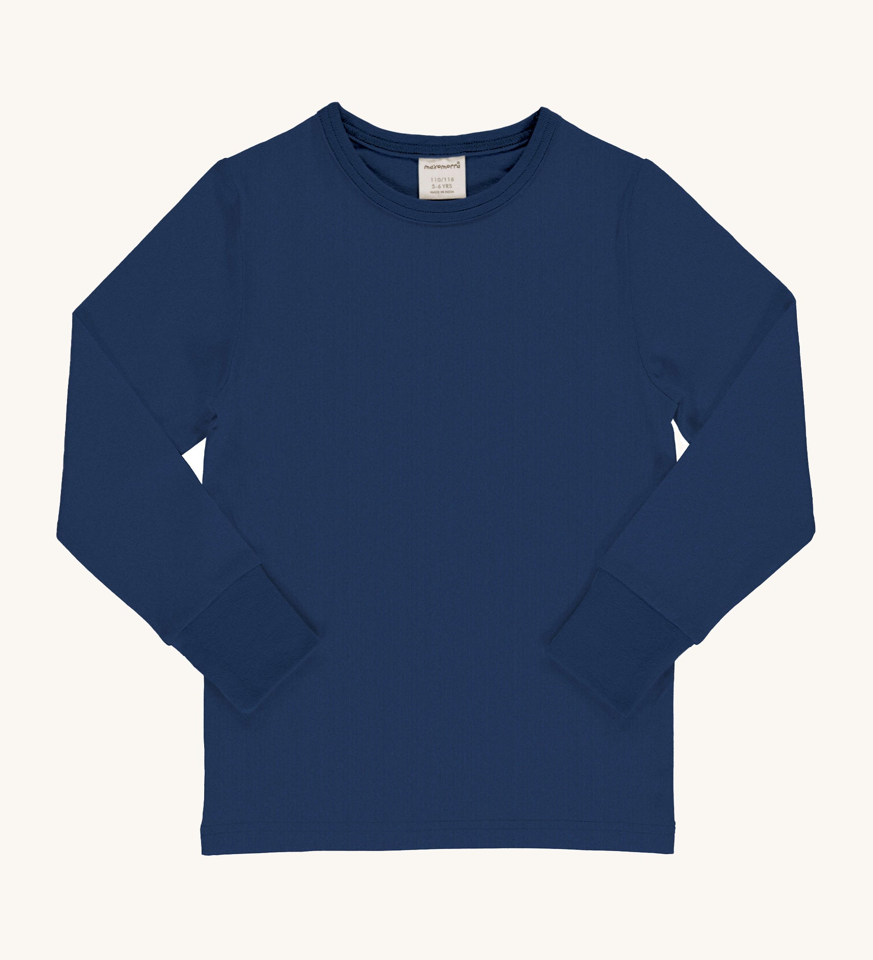 Maxomorra Organic Cotton Solid Navy Long Sleeve Top