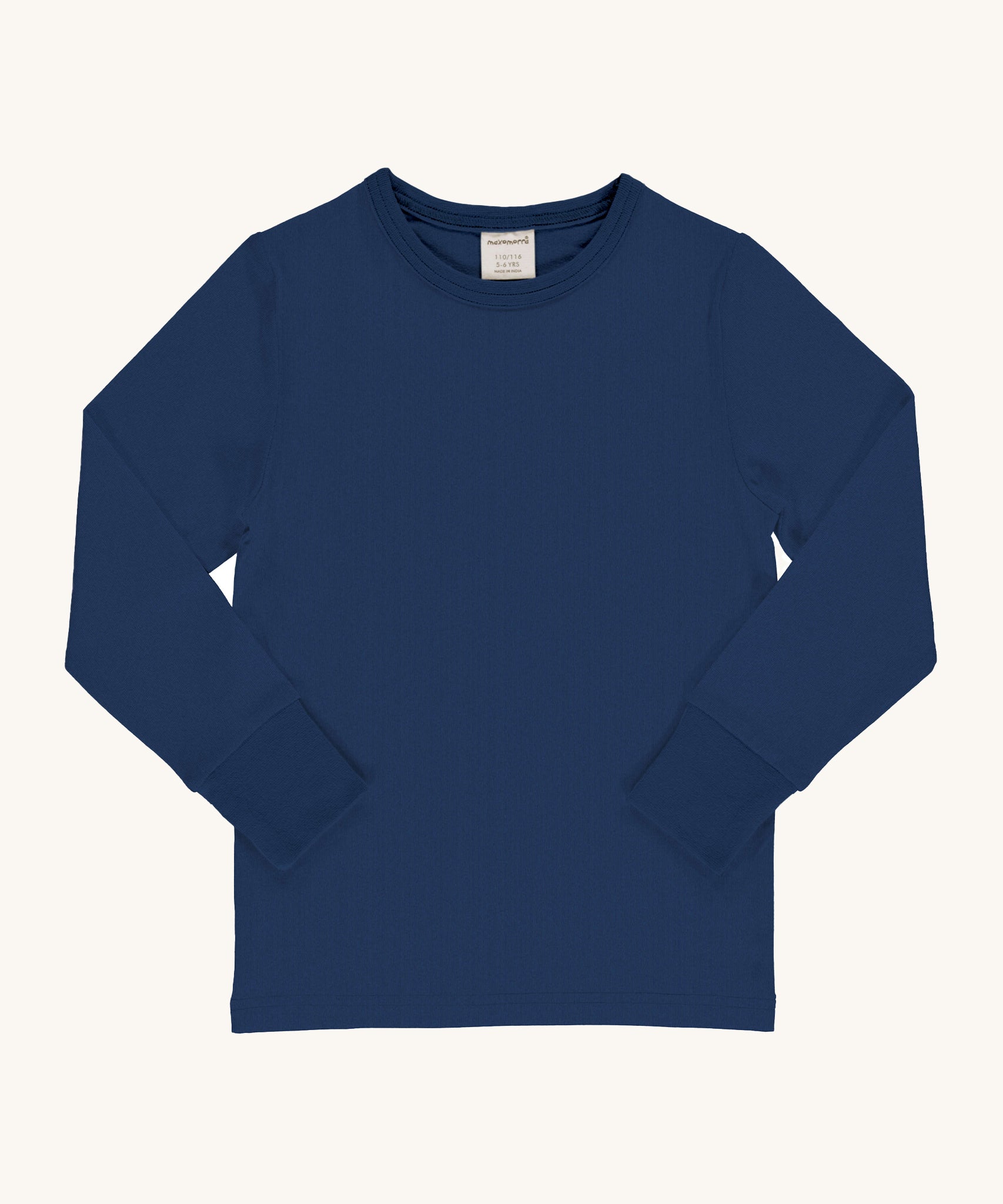 Maxomorra Organic Cotton Solid Navy Long Sleeve Top