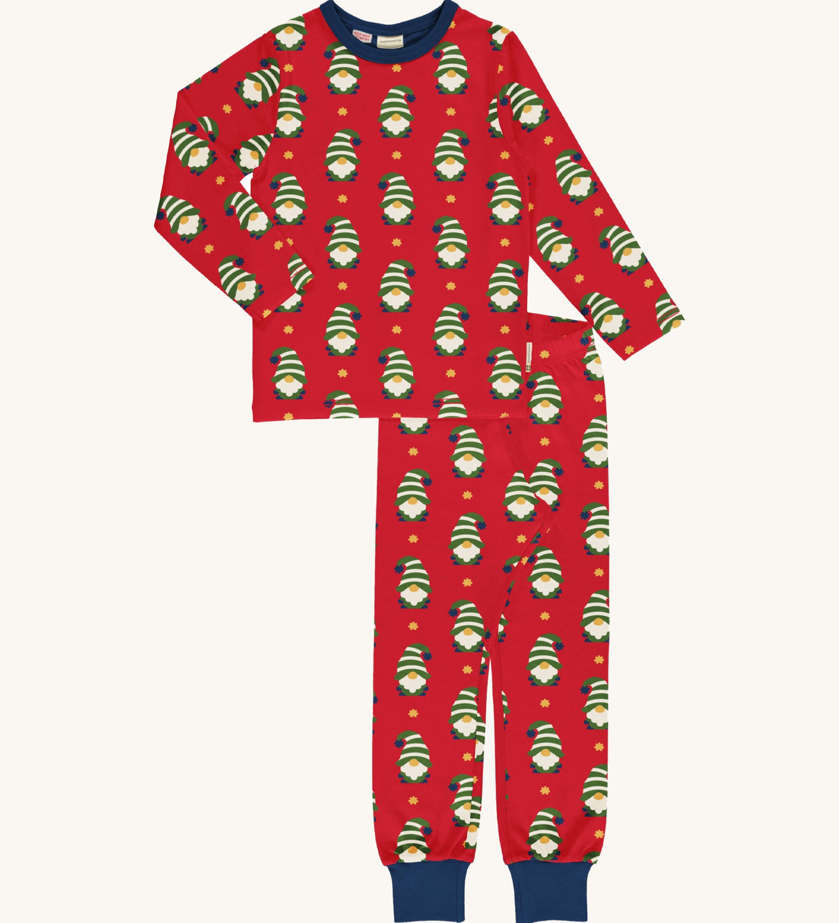 Maxomorra Swedish Santa Long Sleeve Pyjama Set on a plain background. 