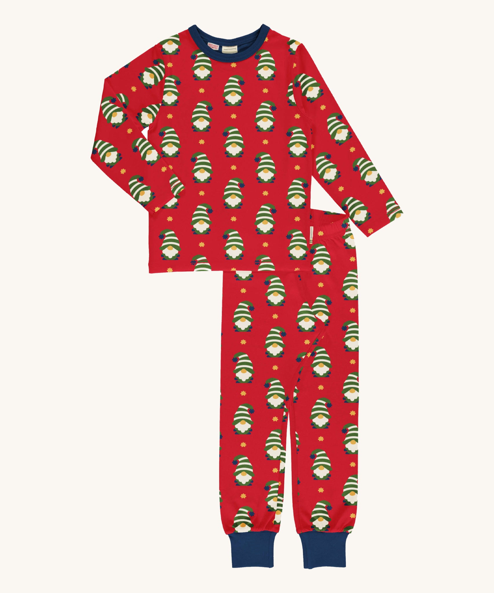 Maxomorra Swedish Santa Long Sleeve Pyjama Set on a plain background. 