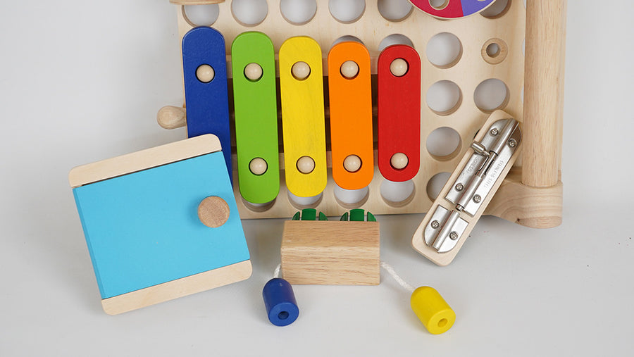 Muro busy board with a rainbow xylophone