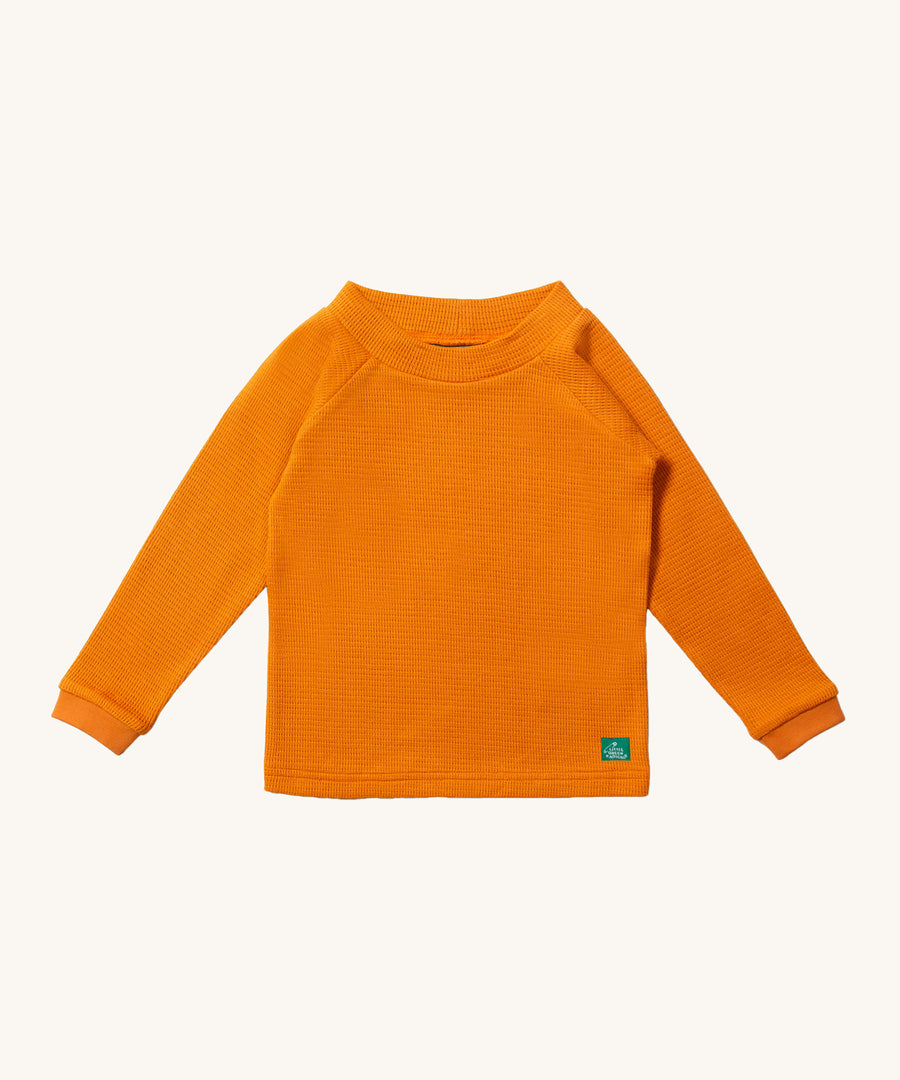 Little Green Radicals Long Sleeve Waffle Top - Golden Ochre. A lovely yellow, long sleeve top with a waffle texture fabric