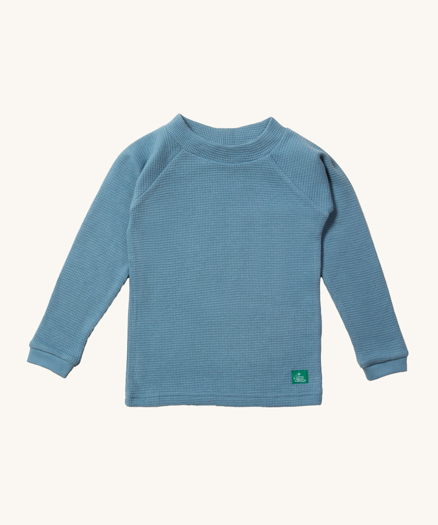  Little Green Radicals Long Sleeve Waffle Top - Dreamy Blue. A light blue, long sleeve top in a waffle textured fabric