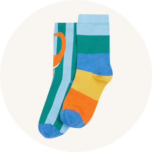 Frugi socks on cream background to represent children's socks at Babipur.