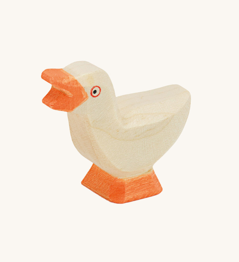 A beautiful hand crafted and hand painted gosling, in white with an orange beak and orange feet