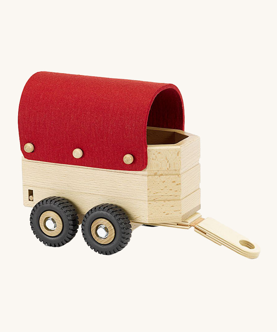 Ostheimer wooden horse box with a red roof. The perfect mode of transport for toy horses on the farm.