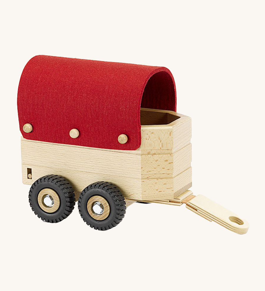 Ostheimer wooden horse box with a red roof. The perfect mode of transport for toy horses on the farm.