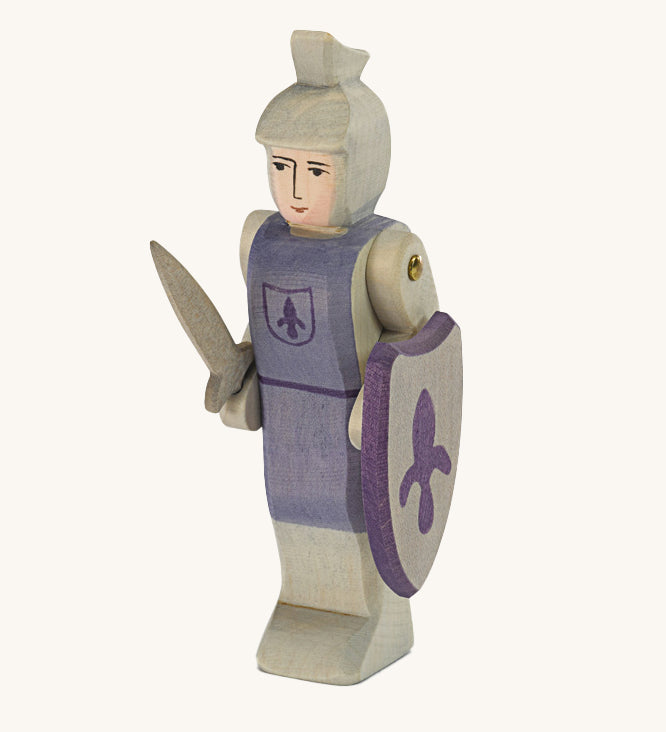 Ostheimer Blue Standing Knight wooden figure pictured on a plain background