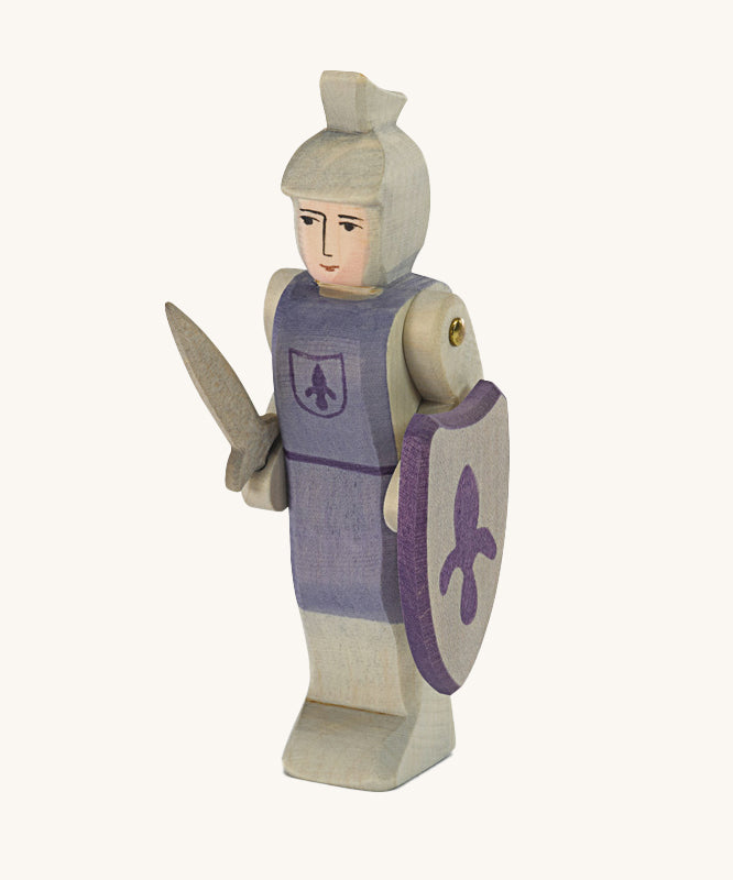 Ostheimer Blue Standing Knight wooden figure pictured on a plain background