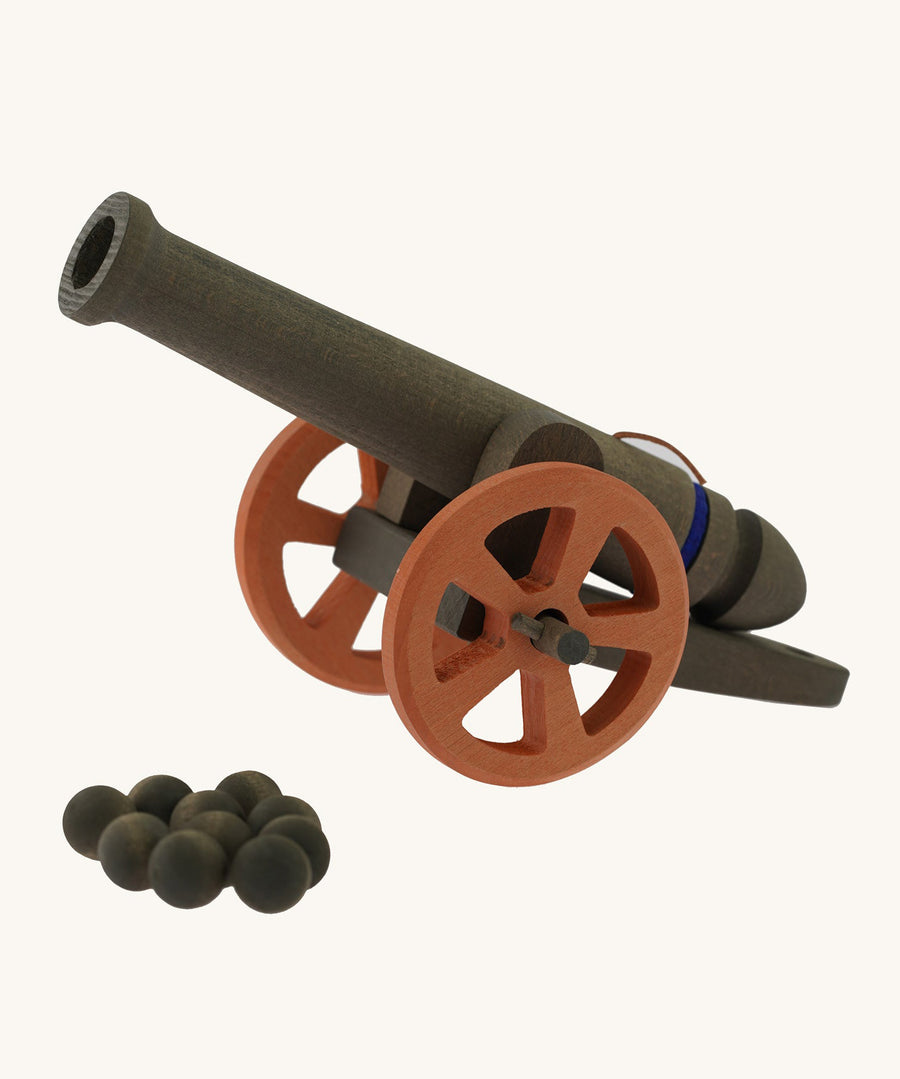 Ostheimer Large Cannon with 10 Cannonballs  pictured on a plain background