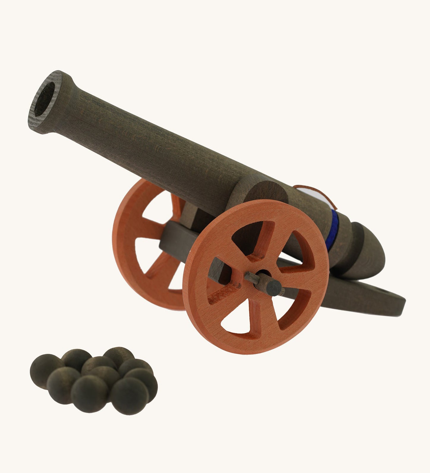 Ostheimer Large Cannon with 10 Cannonballs  pictured on a plain background