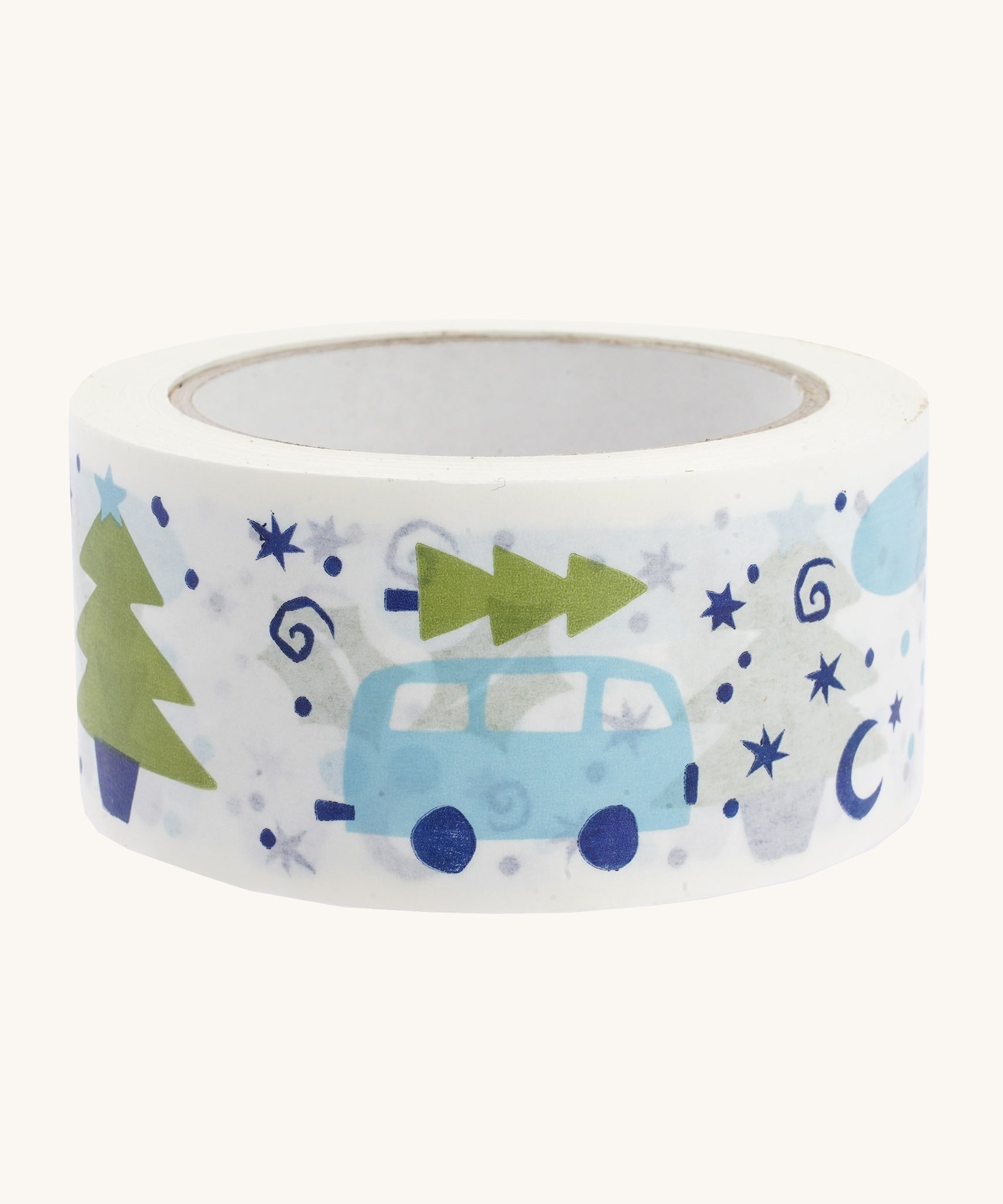 Babipur wide Christmas Camper Van eco paper tape on a cream background