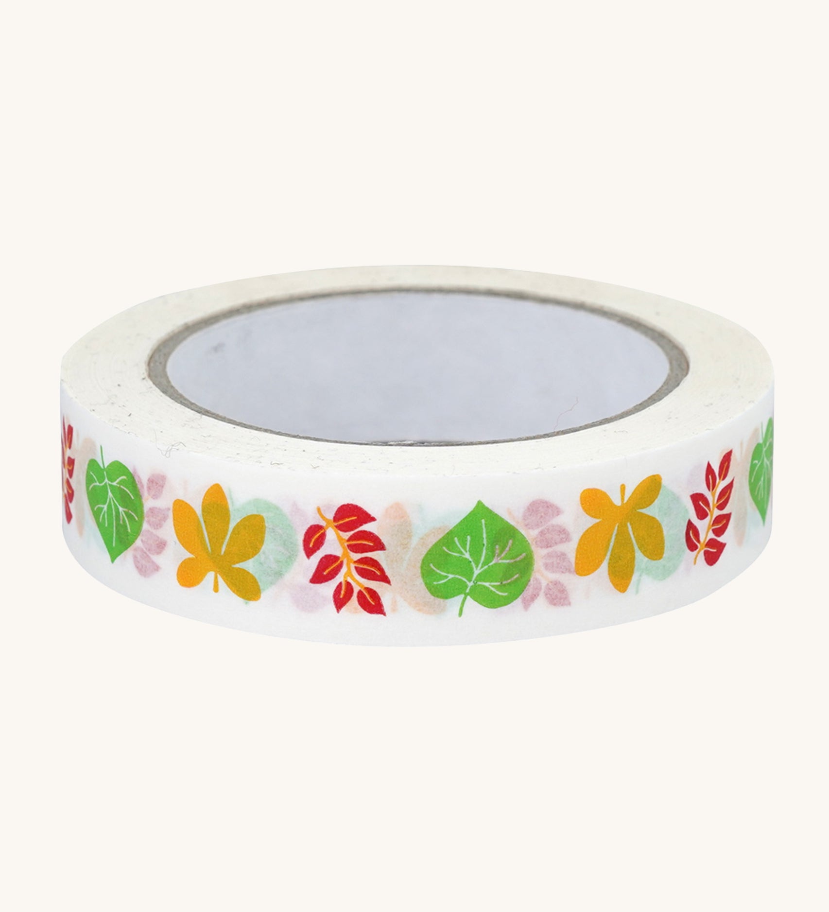 Babipur Autumn Leaves Eco Paper Tape, on a cream background