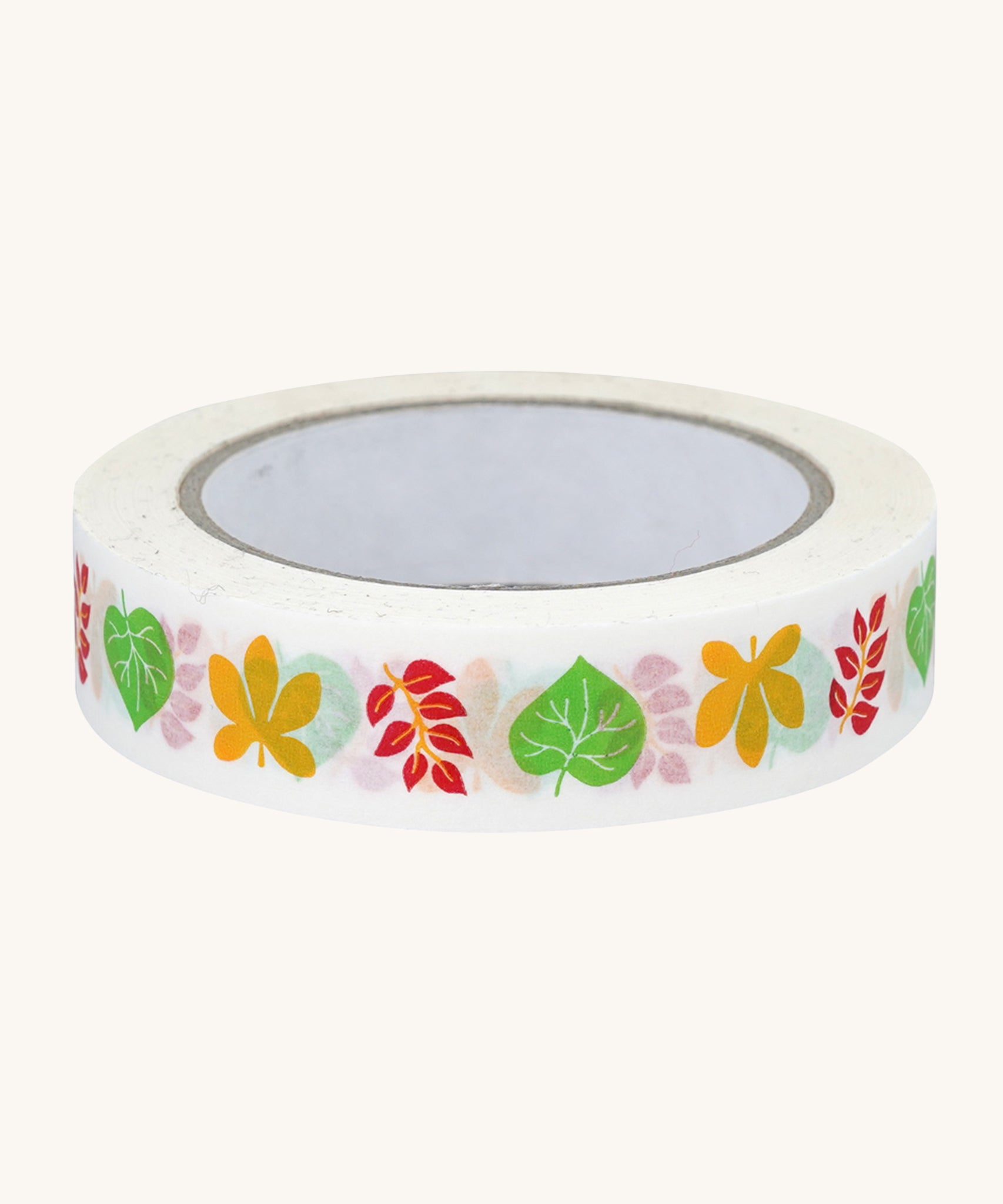 Babipur Autumn Leaves Eco Paper Tape, on a cream background