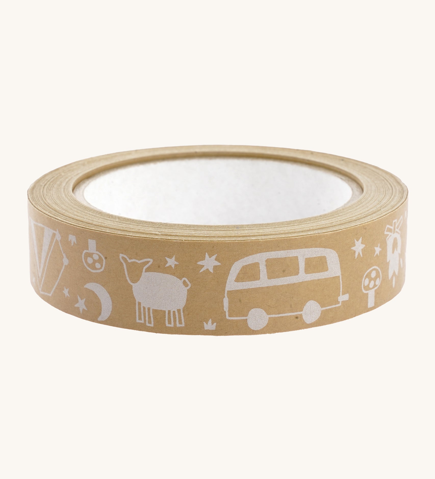 Babipur eco kraft Camping paper tape on a cream background