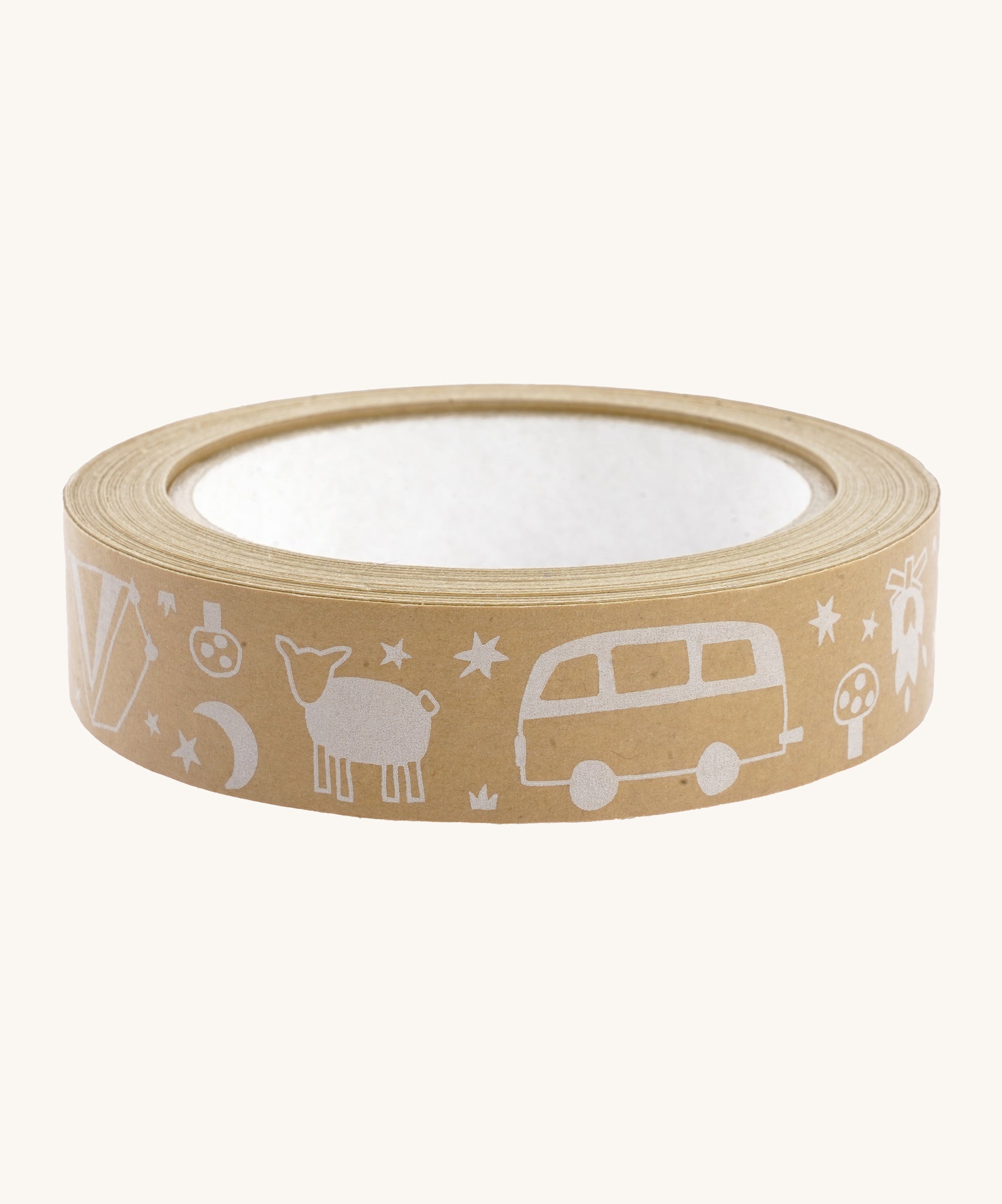 Babipur eco kraft Camping paper tape on a cream background