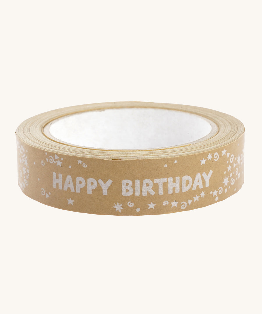 Babipur Kraft Eco Happy Birthday Paper Tape on a cream background