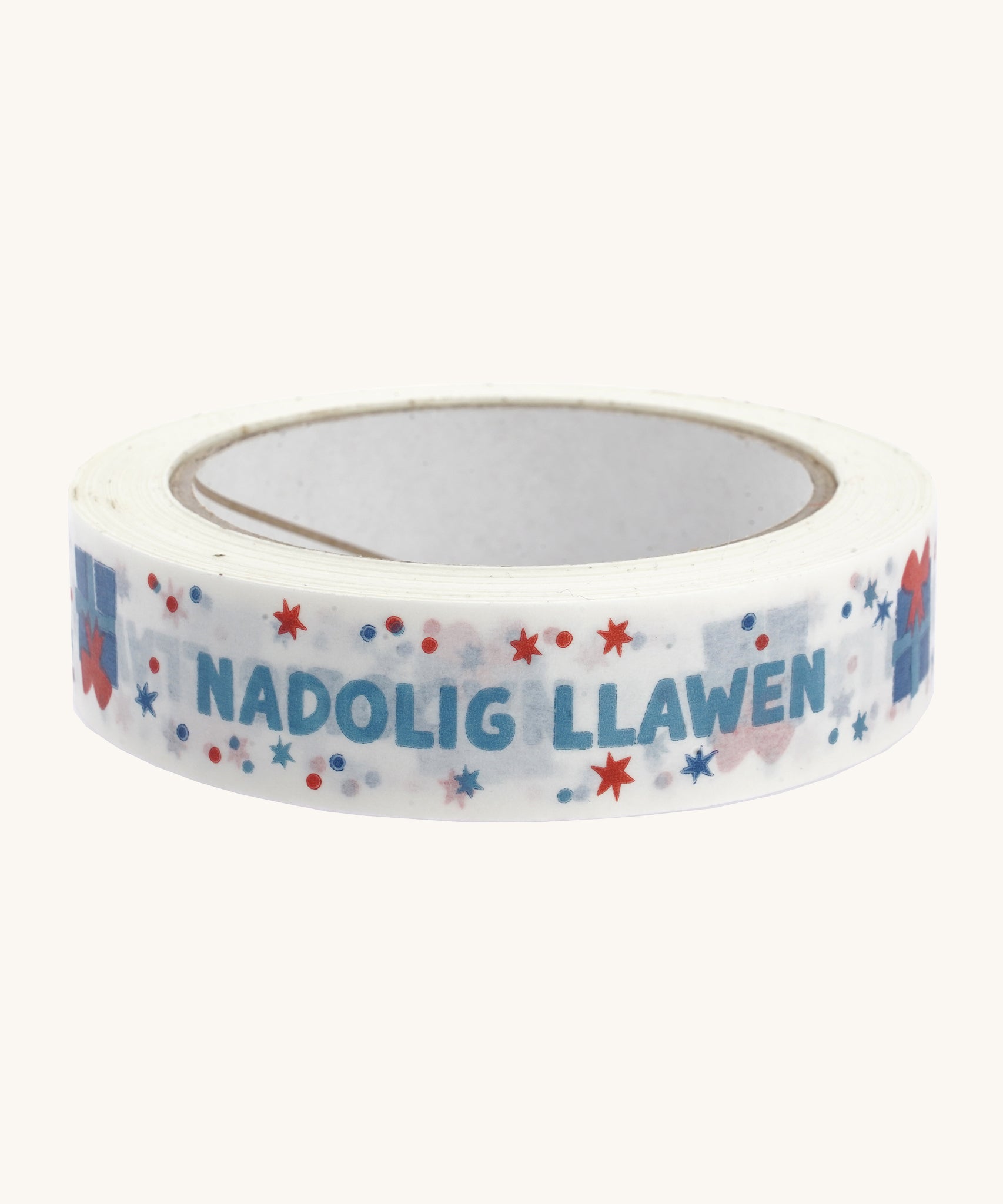 Babipur Nadolig Llawen eco paper tape on a cream background