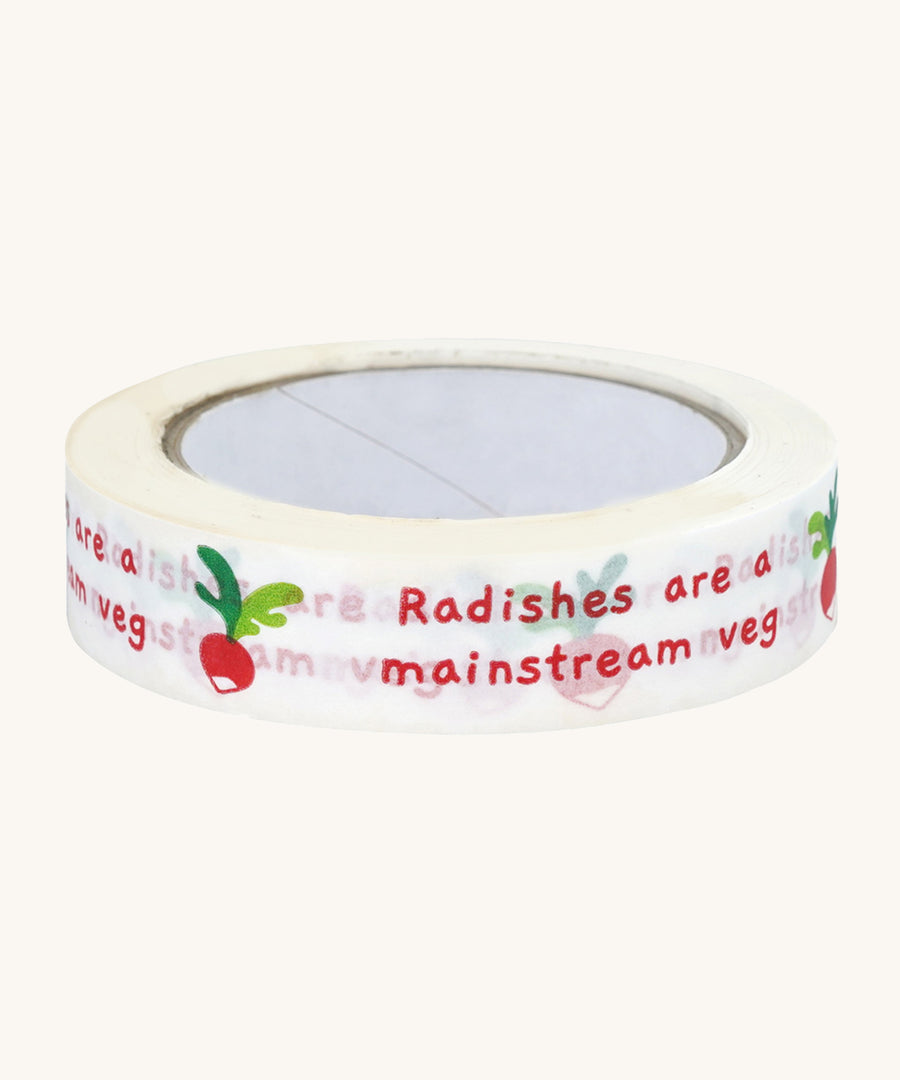 Babipur "Radish is a mainstream veg" Eco Paper Tape, on a cream background