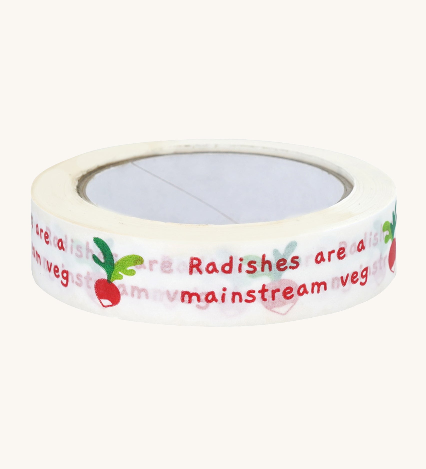 Babipur "Radish is a mainstream veg" Eco Paper Tape, on a cream background