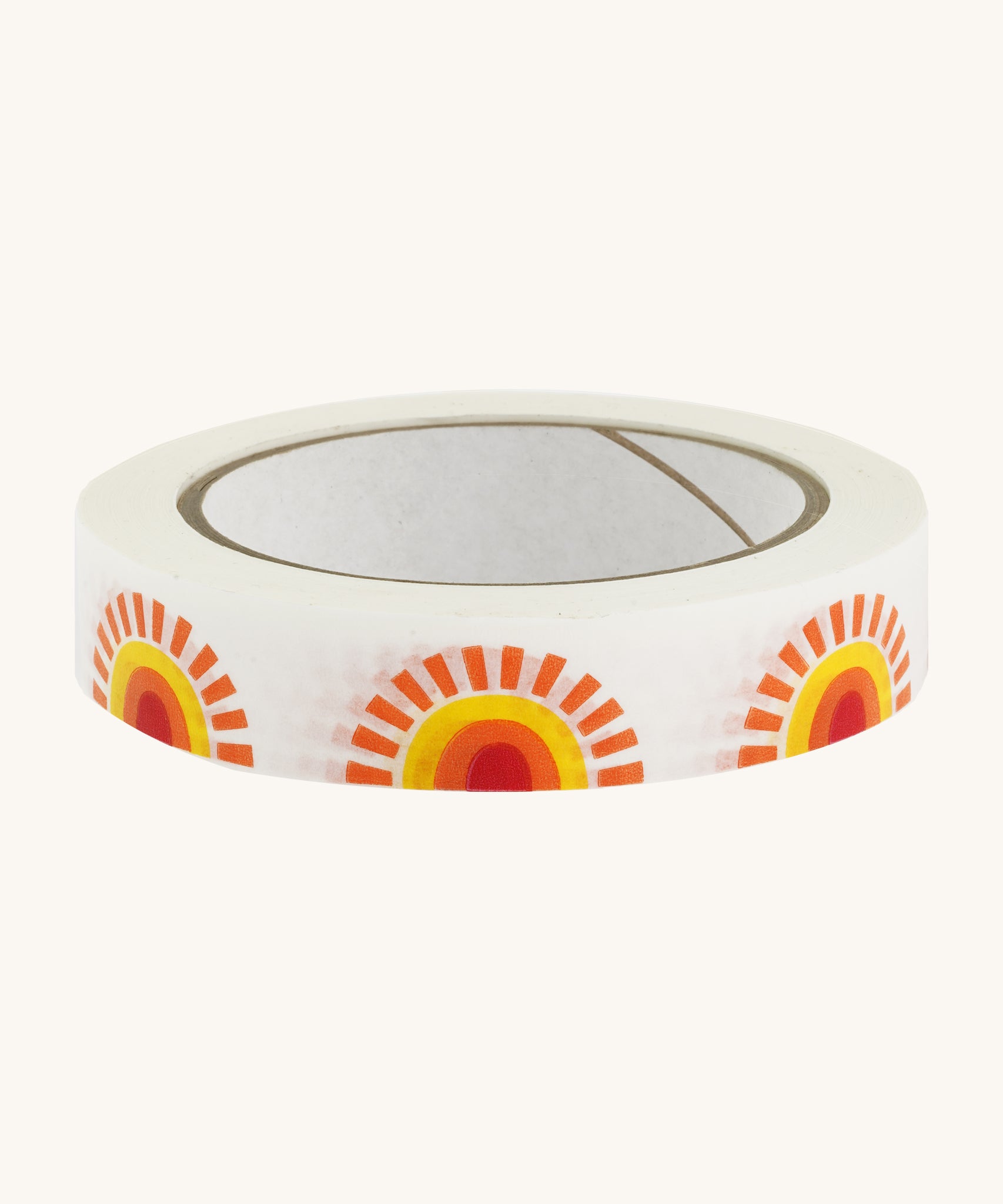 Paper tape with sunshine design on cream background.