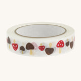 Paper tape with toadstool design on cream background.