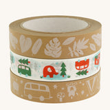 Babipur Kraft Eco Paper Tape - White Leaves