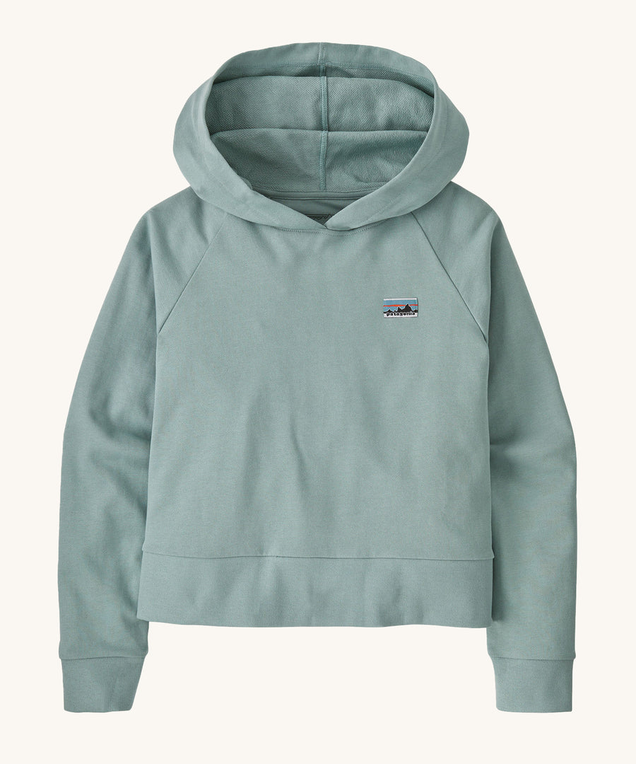 A light blue hooded top, with long sleeves made from sot, organic cotton