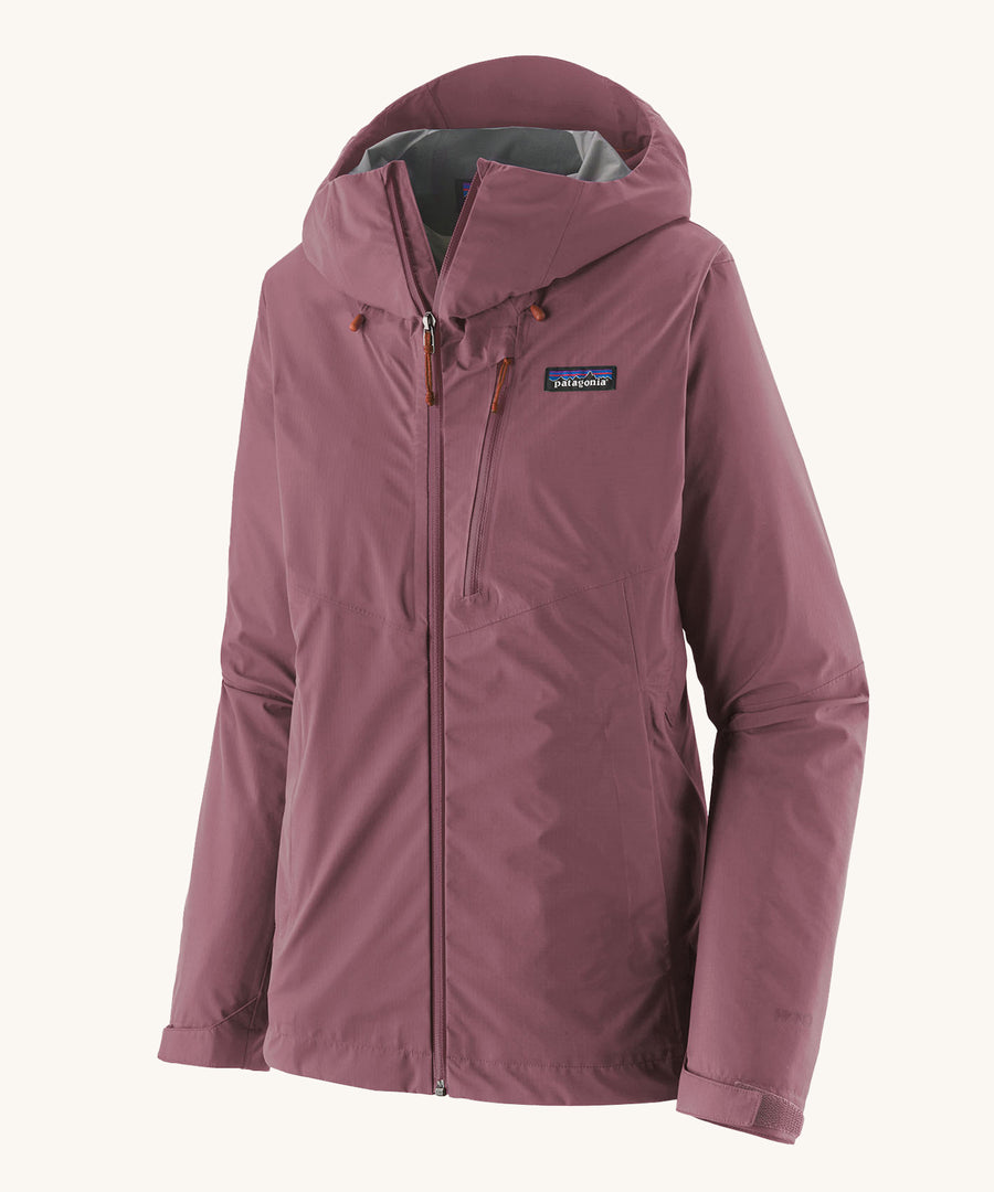 Patagonia Women's Granite Crest Rain Jacket - Evening Mauve, a solid lilac pink women's hooded rain anorak.