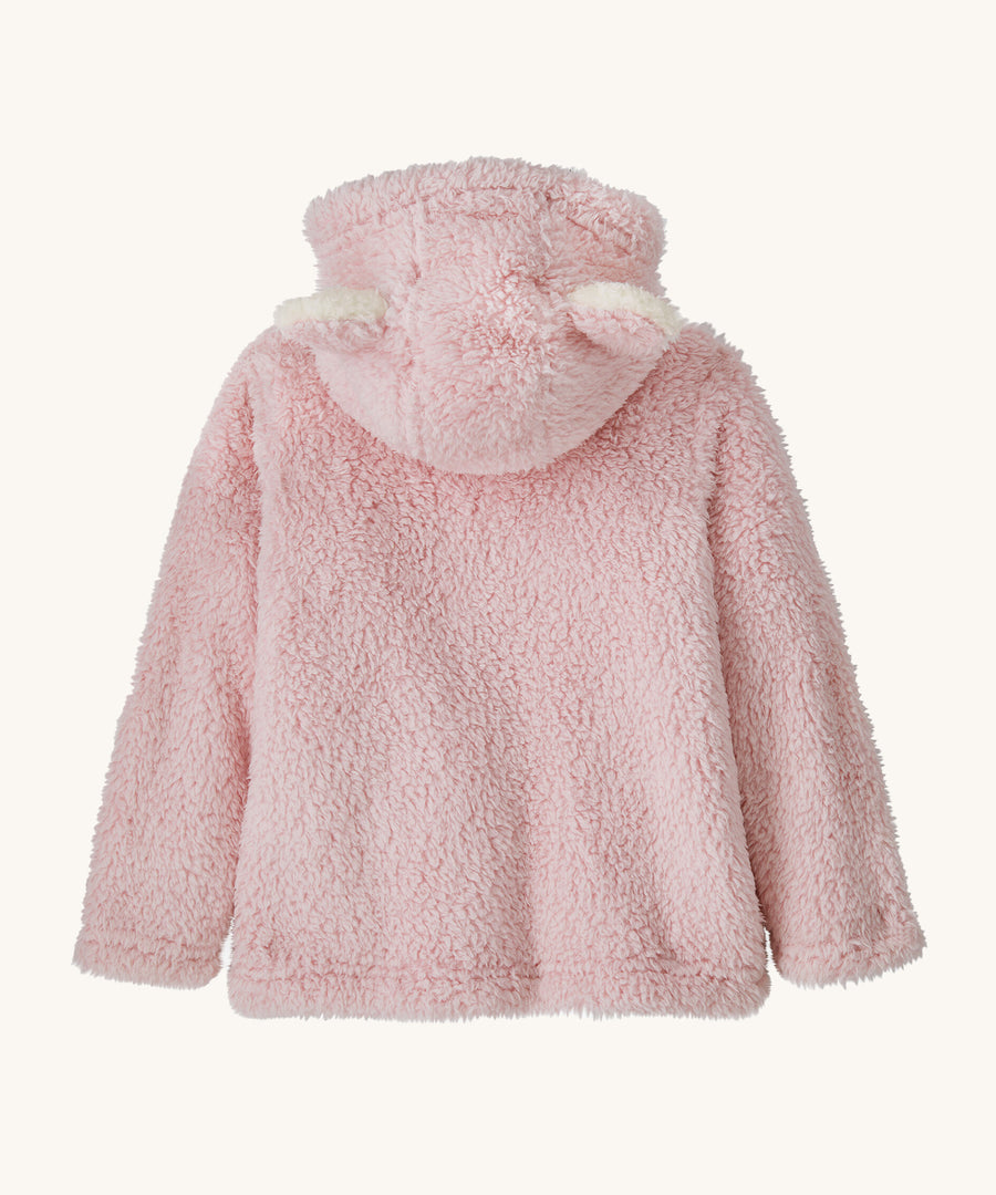 The back of the Patagonia Baby Furry Friends Hoody, showing the hood and the fluffy ears on top of the hood